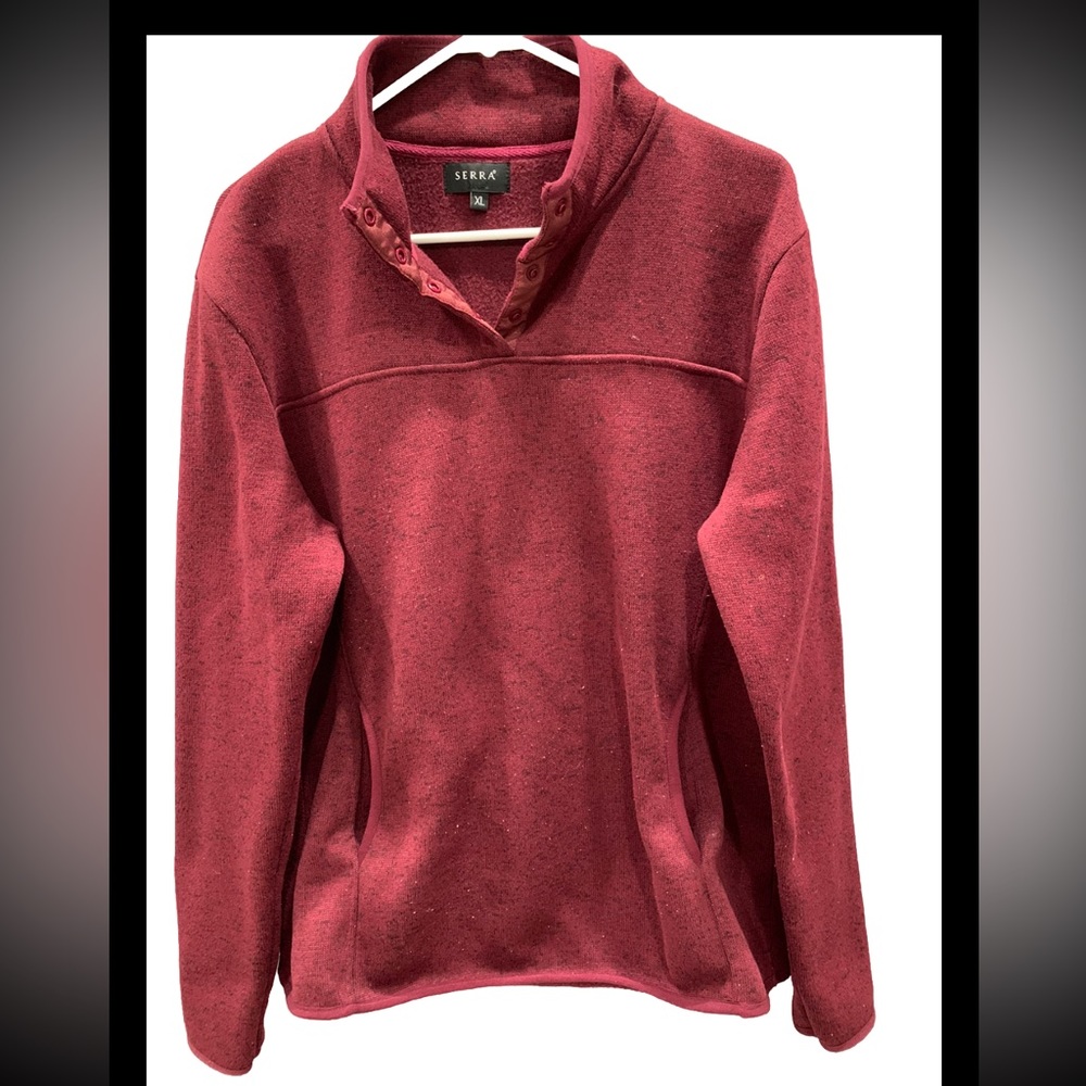 Serra Mens Long Sleeve polo Shirt Vintage Size XL   1/4 Snap Collar Neck